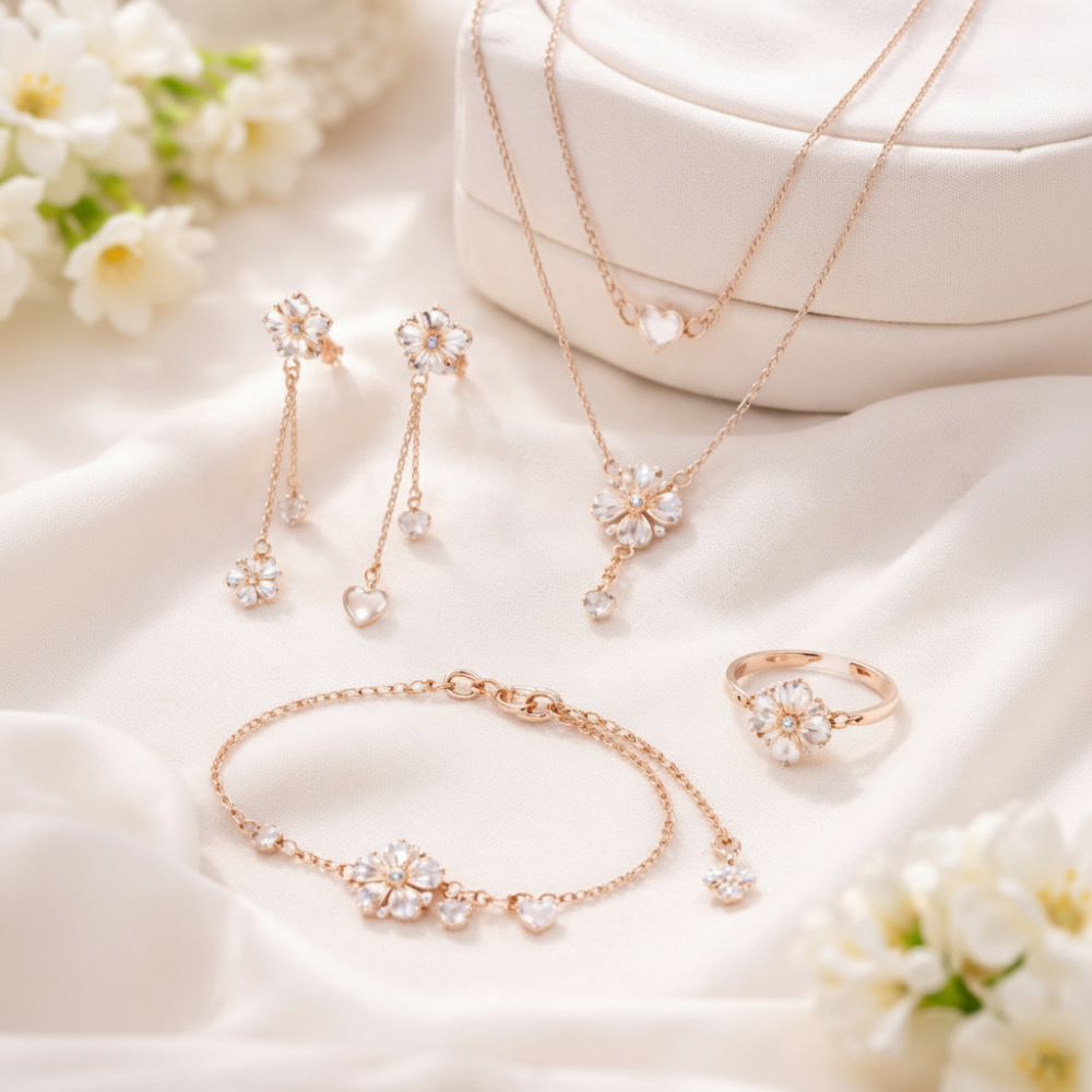 Set di gioielli in lega color oro rosa