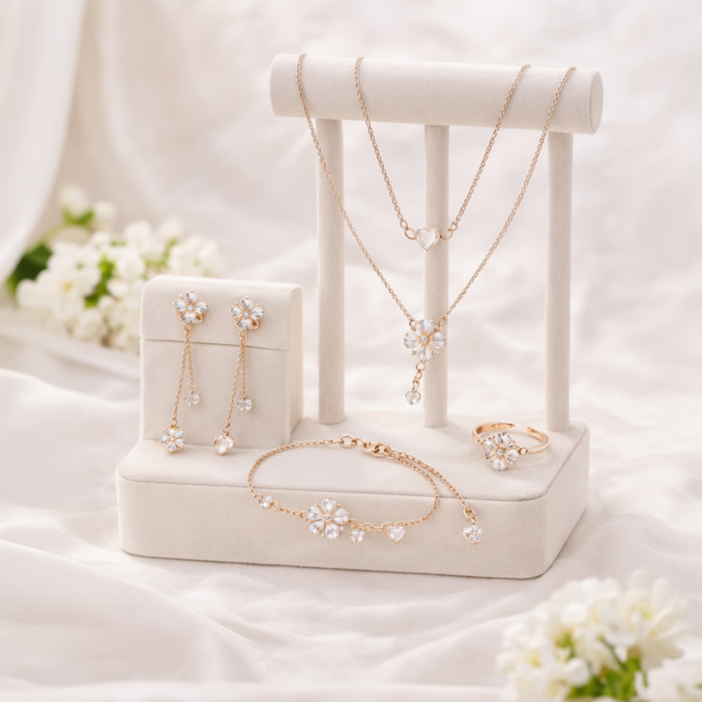 Set di gioielli in lega color oro rosa